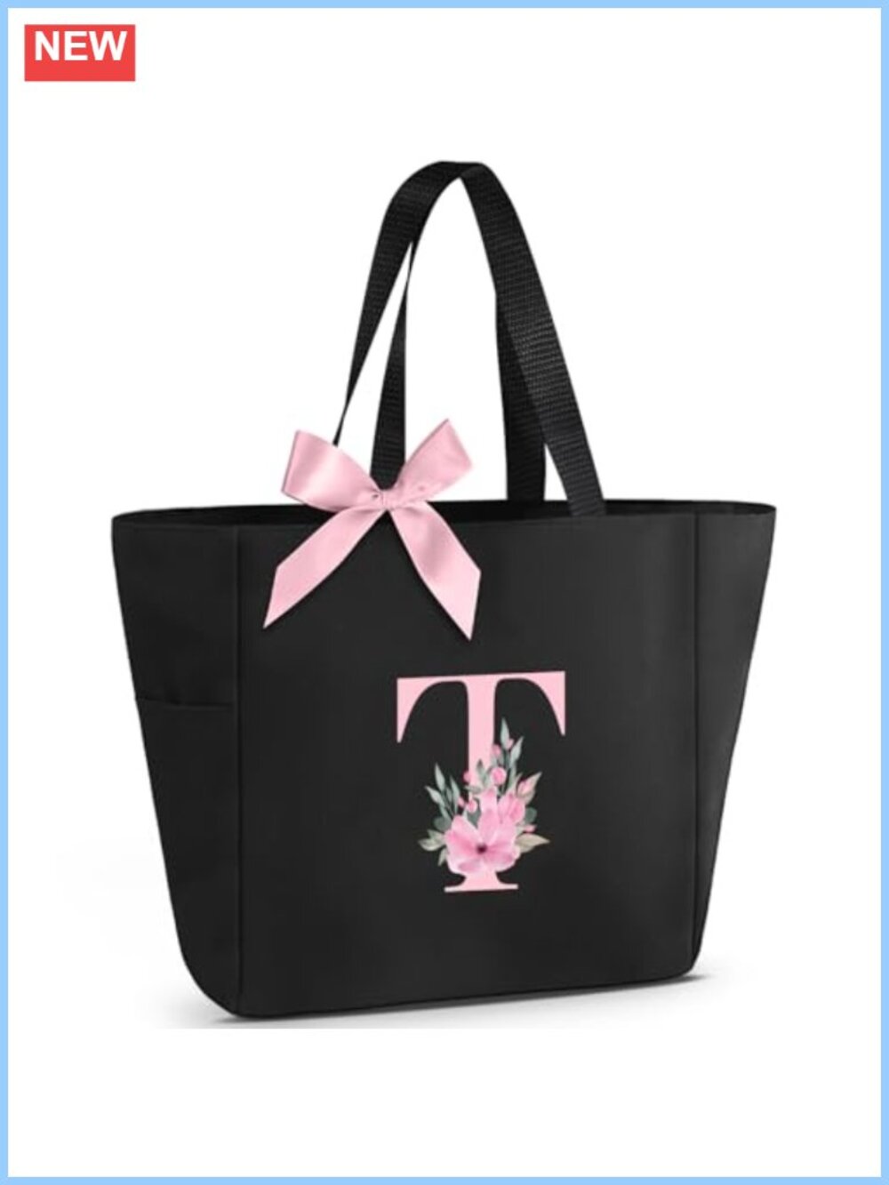 Personalized Monogrammed Waterproof Tote Bag with Zipper, Bridesmaid Gift